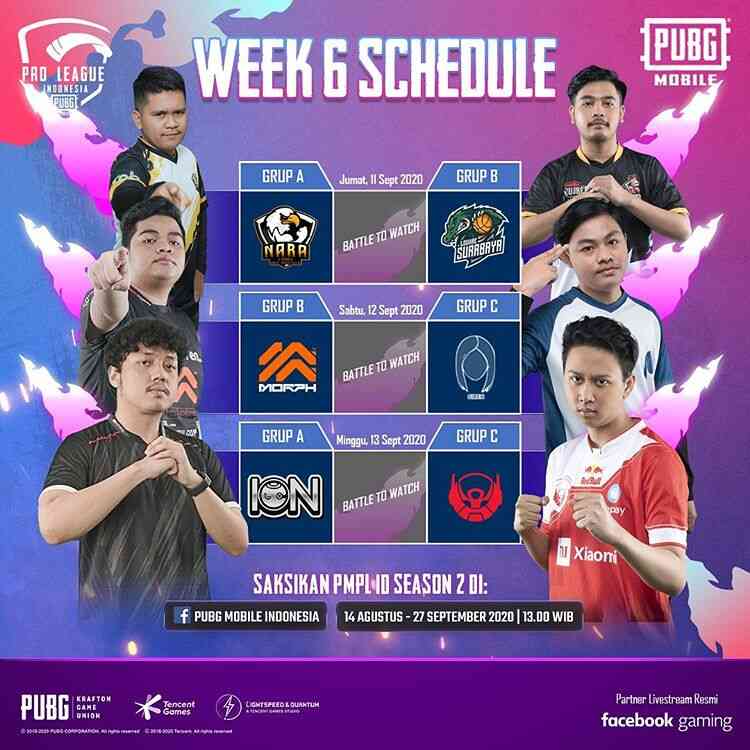 Grup Dan Jadwal PMPL ID 2020 Season 2 Week 6 BTR Vs ION SPIN