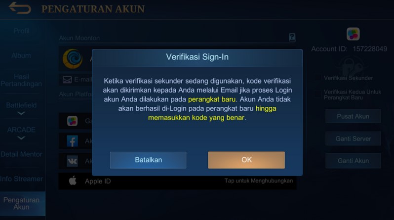 Aktifkan Fitur Ini Agar Akun Mobile Legends Kalian Tidak Ke Hack Di