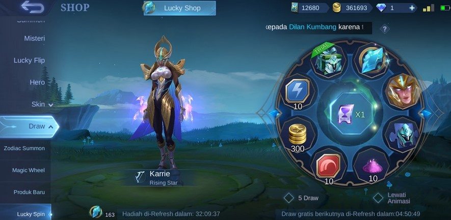 Tips Trik Lucky Spin Skin Karrie Mobile Legends SPIN