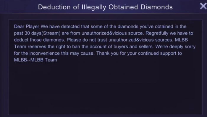 Bahaya membeli atau menggunakan diamond mobile legends ilegal, apa sih akibatnya? cek disini!