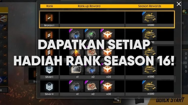 Inilah Semua Hadiah Di Setiap Rank Season 16 Free Fire (FF)!