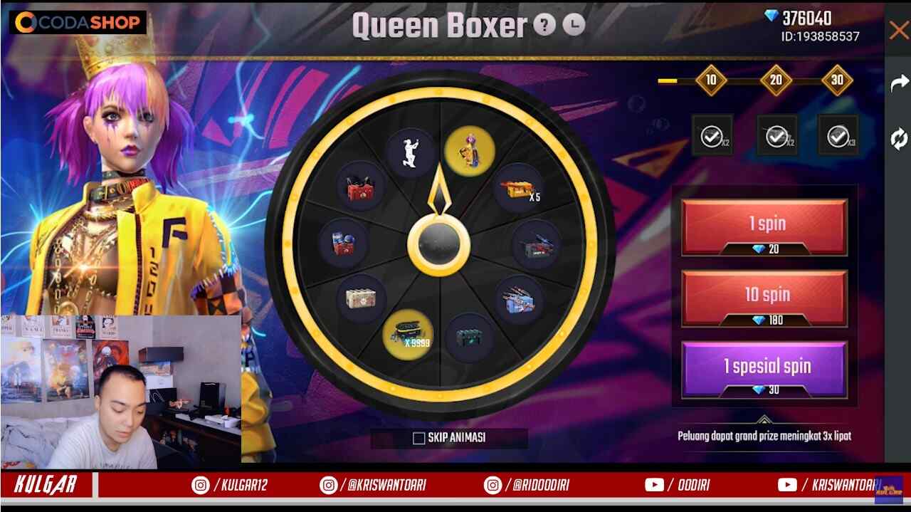 Cara Dapat 9999 Diamond FF Di Event Spin Terbaru SPIN Esports