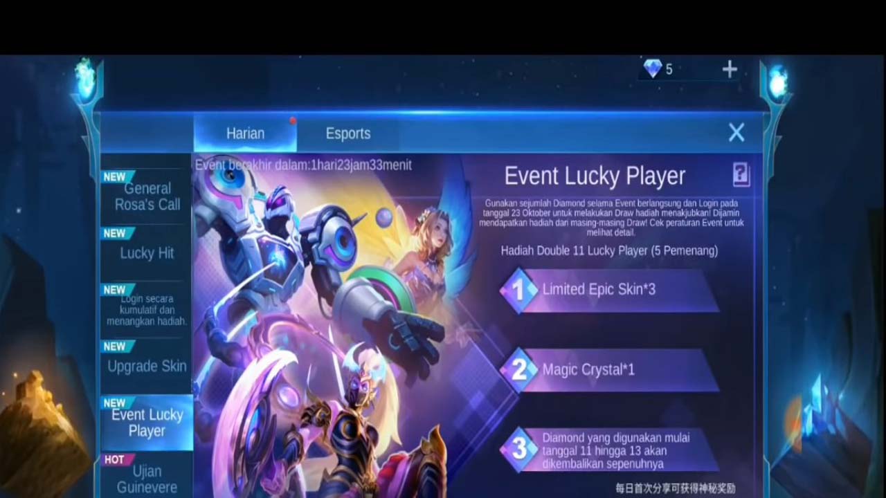 Get Free Epic Skins at the Lucky Player Mobile Legends (ML) Event