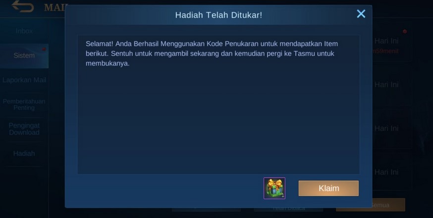 Latest Mobile Legends (ML) Redemption Code 18 November 2020 - Game Area