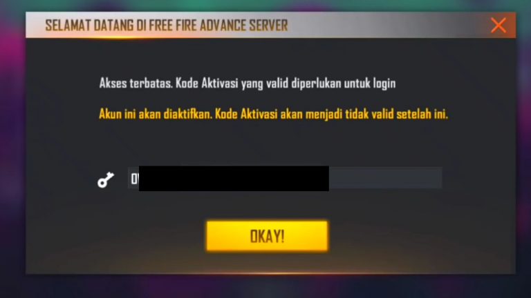 Kode aktivasi advance server FF