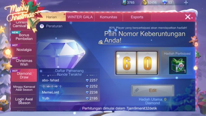 December 2020 diamond lottery number