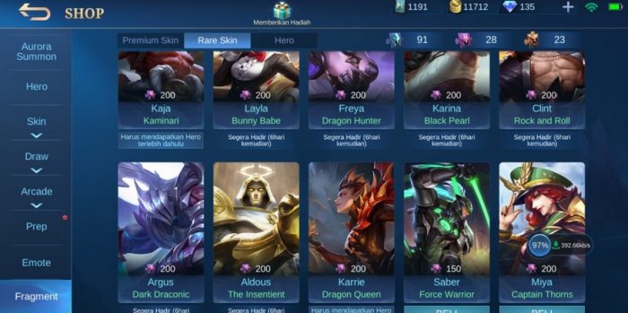 update fragment shop mobile legends desember 2020