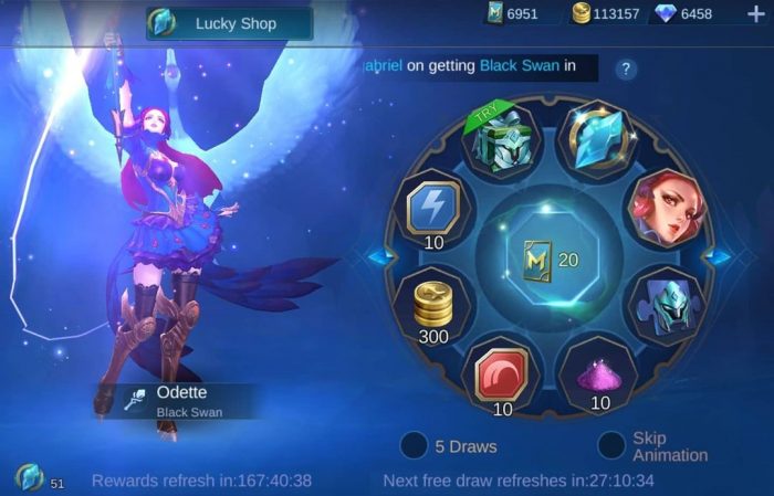 lucky spin odette ml 2020