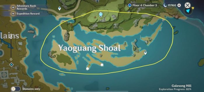 lokasi genshin impact starconch 1 yaoguang shoal