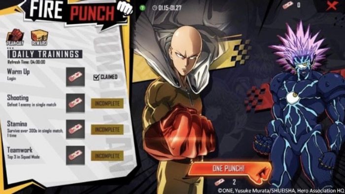 Event Hadiah Free Fire x One Punch Man