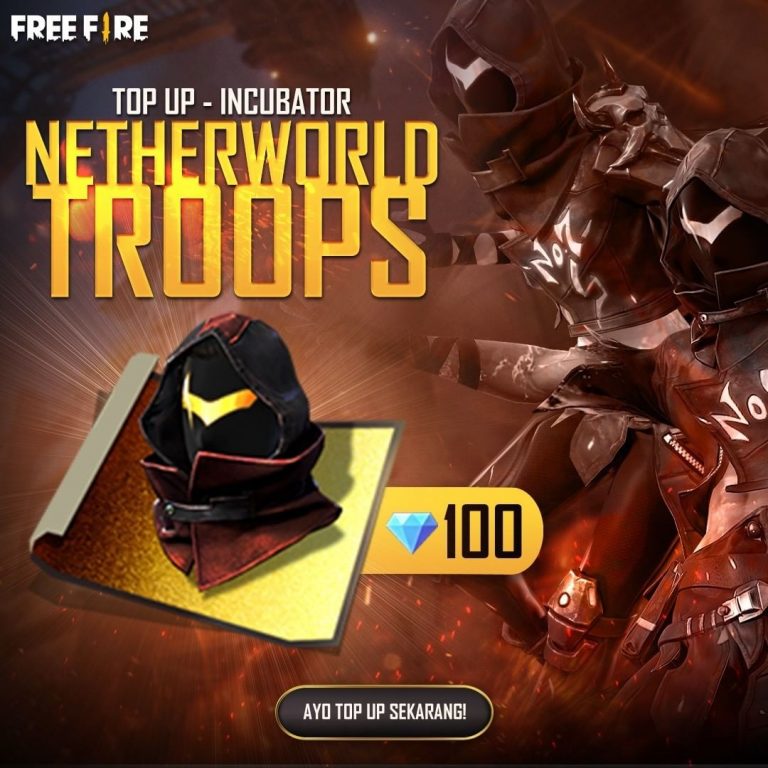 Top Up 100 Diamond Free Fire, Bonus Blueprint Incubator Netherworld Troops!