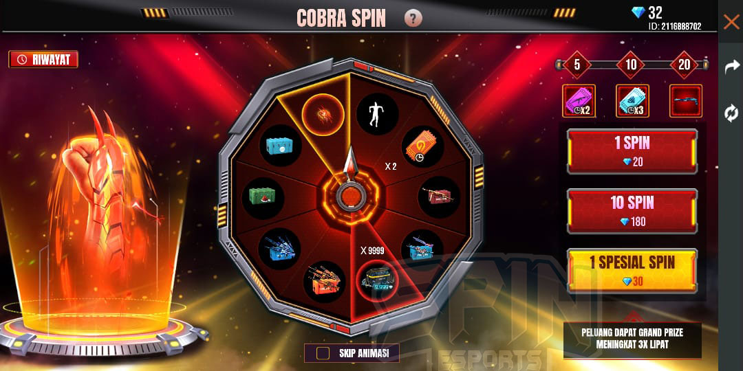 Event Cobra Spin FF Skin Cobra Fist