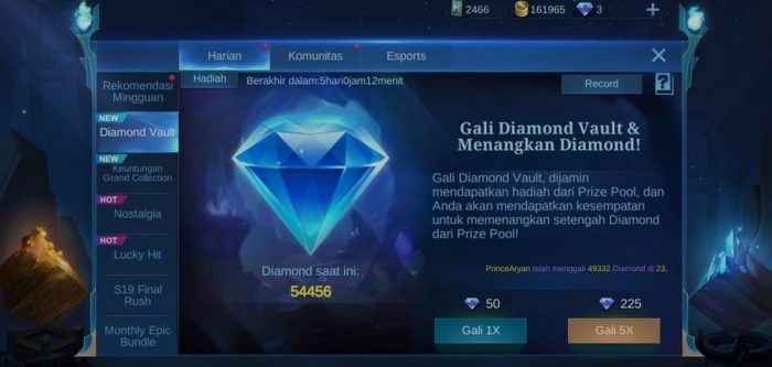 Diamond vault mobile legends