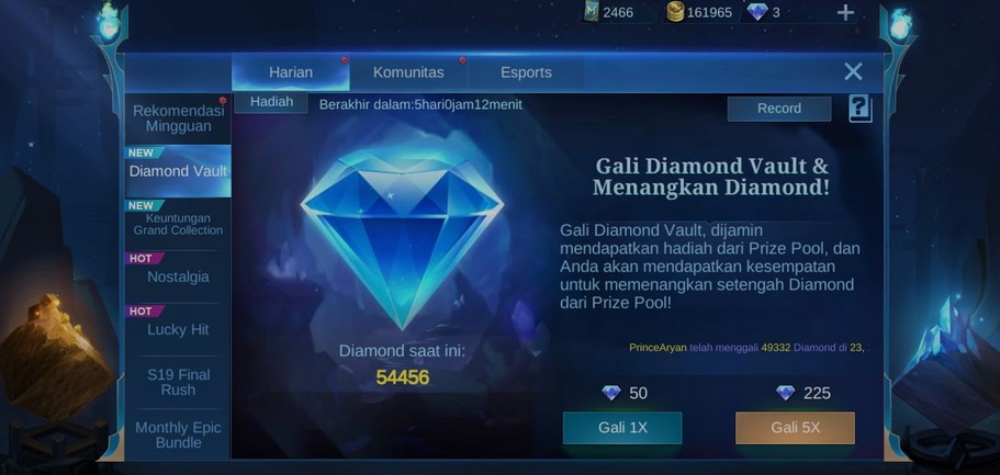 Khusus Sultan Masuk Sini, Event Diamond Vault Mobile ...