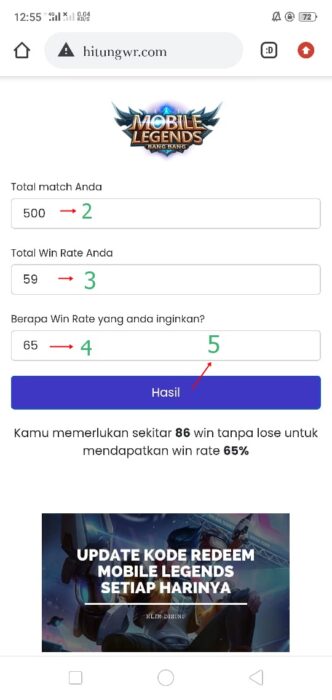 Hitung Winrate Mobile Legends