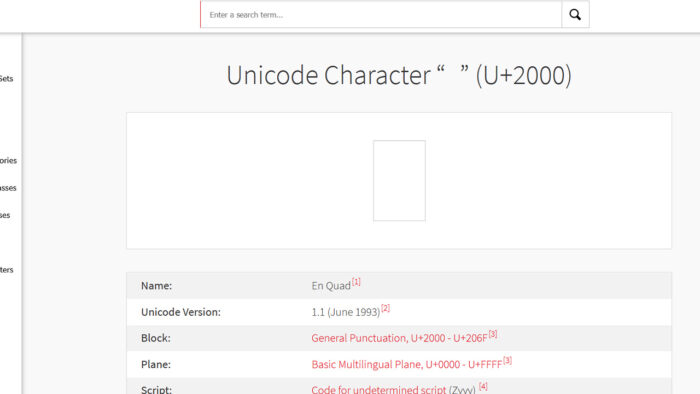 Unicode Space