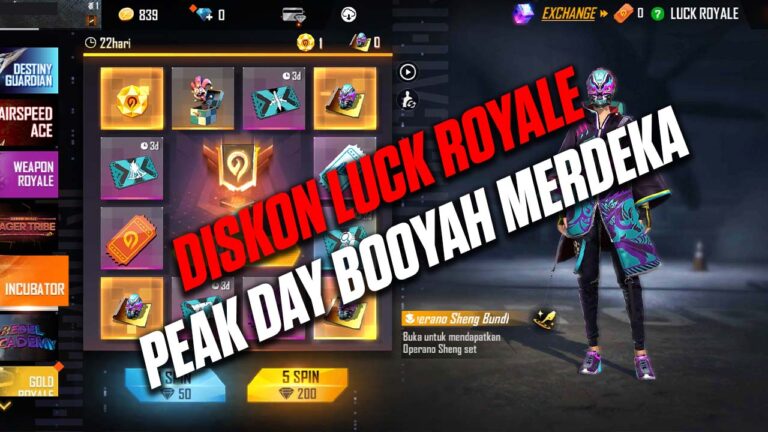 diskon luck royale peak day booyah merdeka ff