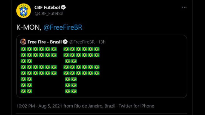 Free Fire ff sponsor timnas brasil