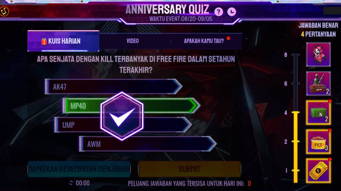 senjata kill terbanyak free fire setahun terakhir