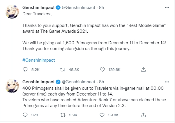 Genshin Impact Primogems Gratis