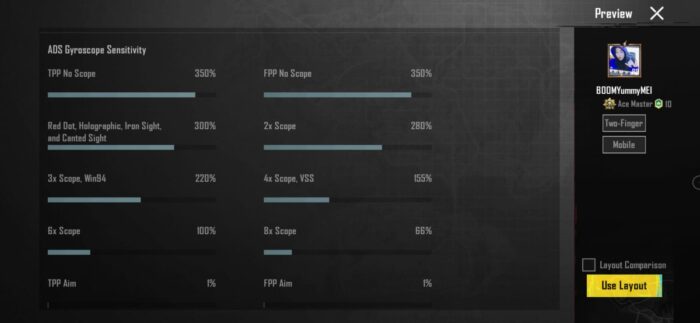 PUBG Mobile Settings and Sensitivity