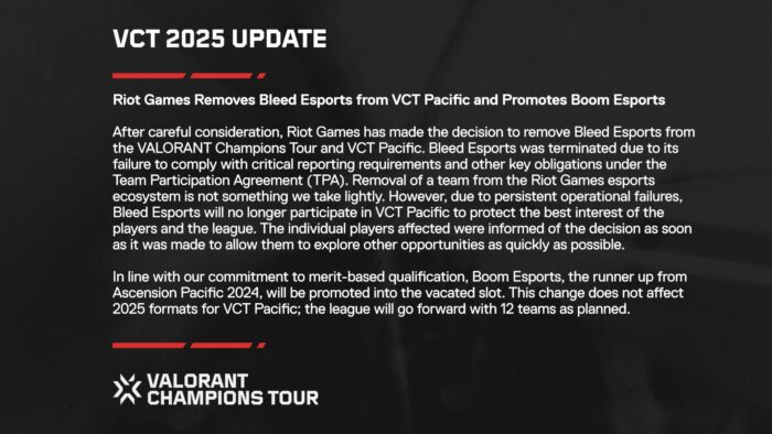 Riot VCT Pacific 2025 BLEED BOOM