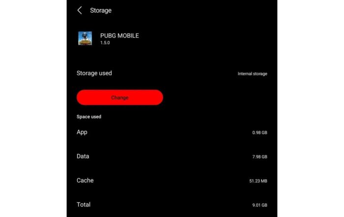 size pubg mobile