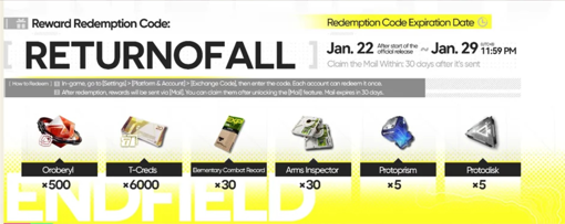 Arknights Endfield Kode Redeem Launch - 1