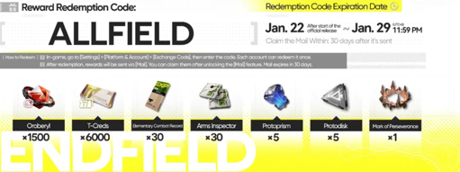 Arknights Endfield Kode Redeem Launch - 2