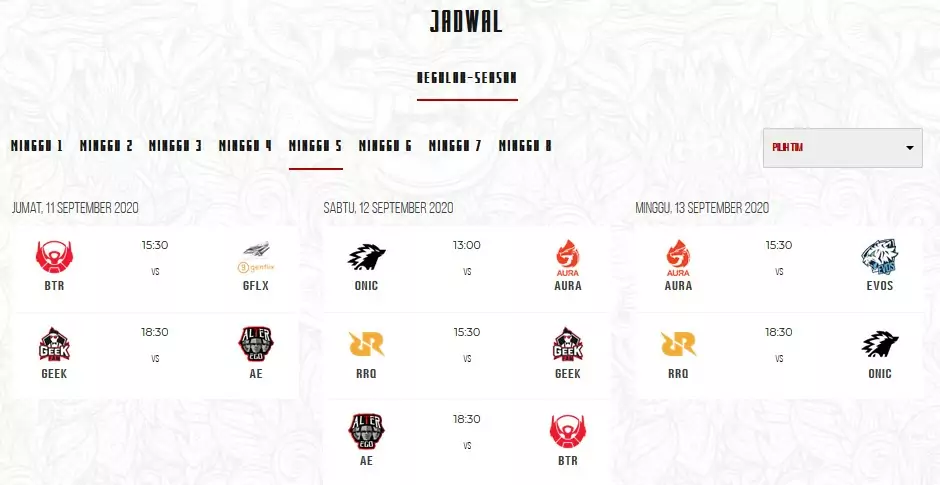 jadwal mpl season 6 week 5