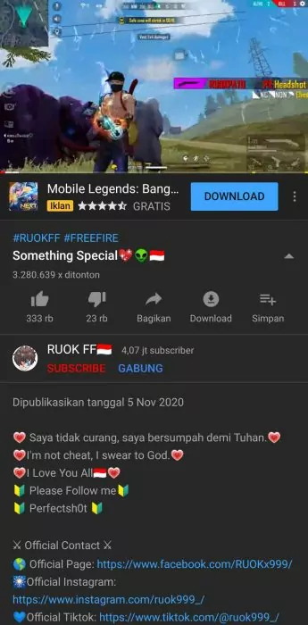 klarifikasi ruok ff cheat