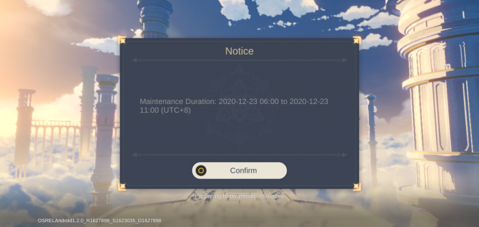 Maintenance Genshin Impact