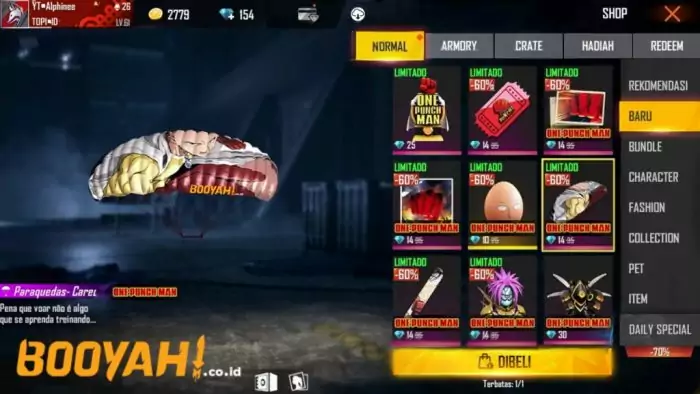 Bocoran Free Fire One Punch Man Parasut