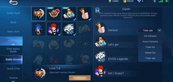 Fitur auto emote mobile legends ml