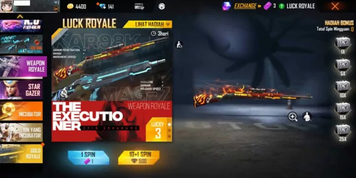 Spin Luck Royale FF Diskon Buff