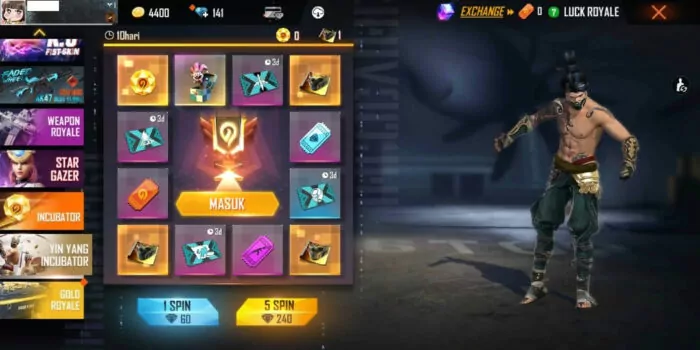 Spin Luck Royale FF Diskon Buff
