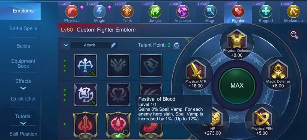 emblem fighter fesitval of blood untuk hero x borg mobile legends