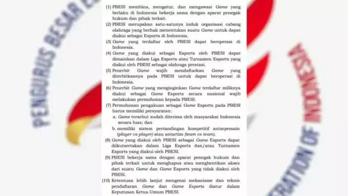 Aturan Esports Indonesia