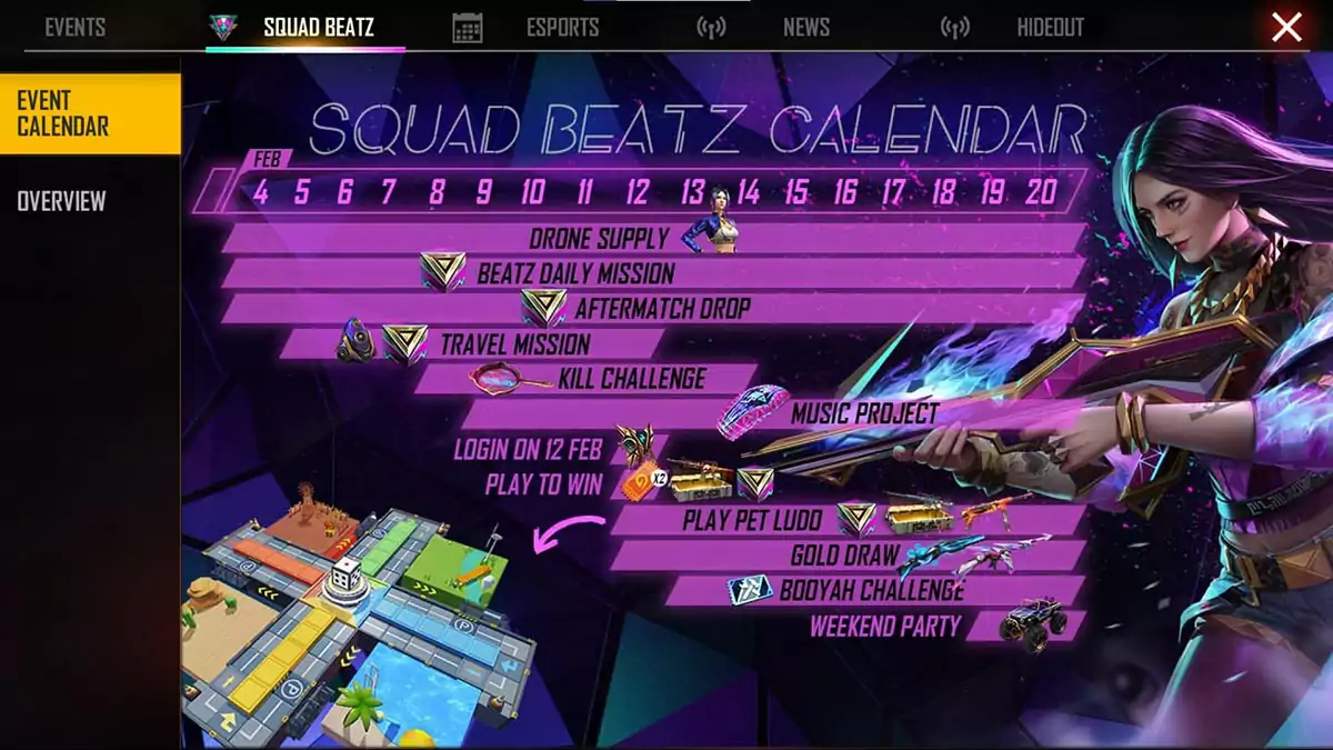 kalender misi squad beatz ff