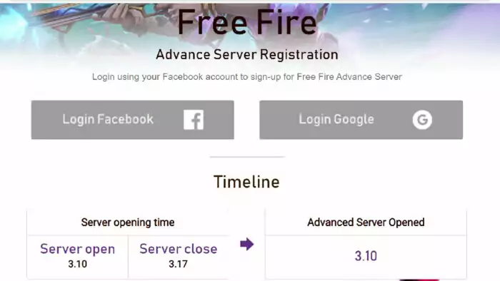 Aktivasi FF Advance Server Maret