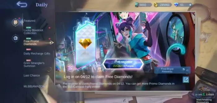 Promo Diamond Gratis