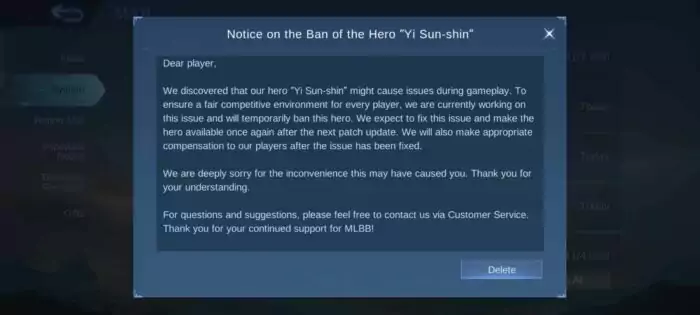 Bug YSS Mobile Legends
